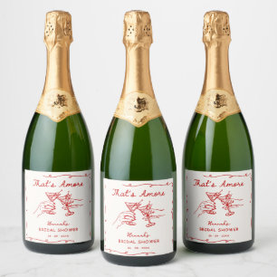 Étiquettes Pour Bouteilles De Vin Mousseux C'est Amore Italien Drawn Engagemen Fête des marié
