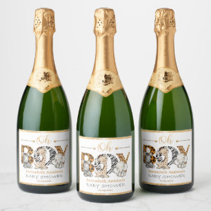 Étiquettes Pour Bouteilles De Vin Mousseux C'est un petit Safari Baby shower Party Sparkling 