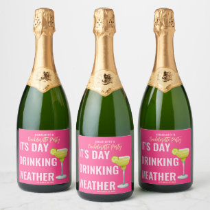 Étiquettes Pour Bouteilles De Vin Mousseux C'est un temps pour boire le jour Rose Chaude Ente