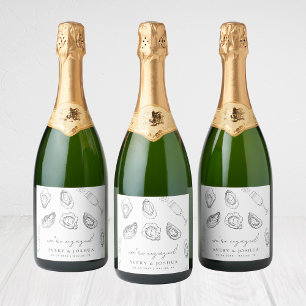 Étiquettes Pour Bouteilles De Vin Mousseux Champagne & Huîtres Rôti Fiançailles Faveur