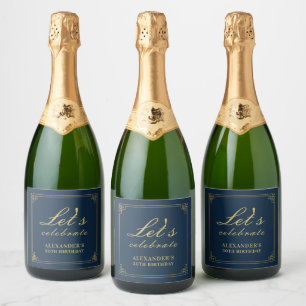 Étiquettes Pour Bouteilles De Vin Mousseux Champagne Navy Or Gatsby
