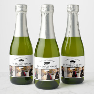 Étiquettes Pour Bouteilles De Vin Mousseux Chapeau de remise des diplômes de doctorat personn