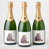 Étiquettes Pour Bouteilles De Vin Mousseux Chat Leaf Automne Bonjour Automne Funny Chat Kitte (Bouteilles)