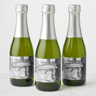 Étiquettes Pour Bouteilles De Vin Mousseux Château pencilart Monochrome noir & blanc