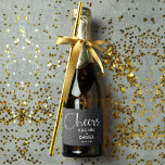 Étiquettes Pour Bouteilles De Vin Mousseux Cheers Faux BLACK PARTIES SCINTILLANT Mariage Mini<br><div class="desc">Make your own sparkling wine split favors with these personalized bottle labels featuring simulated BLACK faux glitter ! (Choose from 10 uploaded glitter colors,  just make your color clicking the "eye" under CUSTOMIZE button) MATCHING items in our store.</div>