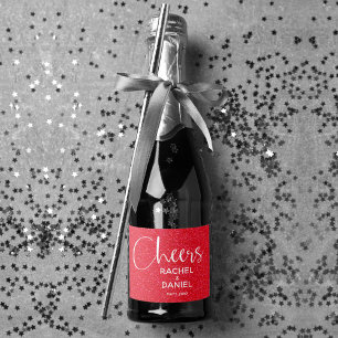 Étiquettes Pour Bouteilles De Vin Mousseux Cheers Faux RED GLITTER Mariage Mini