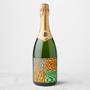 Étiquettes Pour Bouteilles De Vin Mousseux Cheetah, Giraffe, Tigre et Serpent