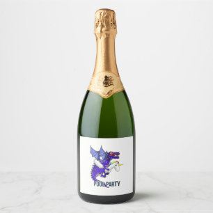 Étiquettes Pour Bouteilles De Vin Mousseux Chemise de flotteur de licorne de dragon de fête à