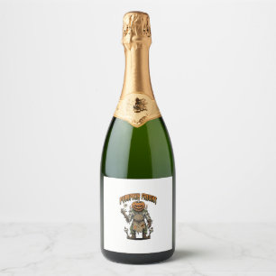 Étiquettes Pour Bouteilles De Vin Mousseux Chemise d'horreur de citrouille Art de Halloween d