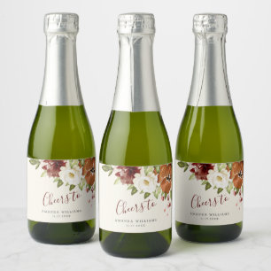 Étiquettes Pour Bouteilles De Vin Mousseux Cheval Automne Floral Bourgogne Mini Vin Étincelan