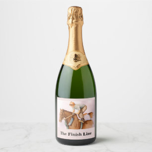 Étiquettes Pour Bouteilles De Vin Mousseux Cheval de course et Jockey