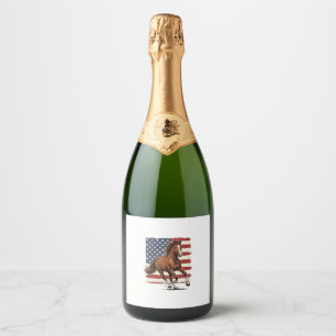 Étiquettes Pour Bouteilles De Vin Mousseux Cheval Patriotique Vintage Création Vectorielle We
