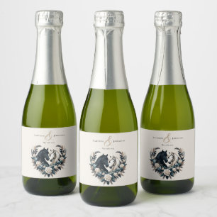 Étiquettes Pour Bouteilles De Vin Mousseux Chevaux de mariage campagnard en amour