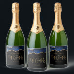 Étiquettes Pour Bouteilles De Vin Mousseux Chic Agate Geode Blue Gold 90th Birthday Party<br><div class="desc">Ces étiquettes chic de bouteille de vin mousseux à 90e anniversaire ont une aquarelle d'une géode d'agate dans les tons bleu avec des reflets de parties scintillant d'or. Les mots "90th Birthday" apparaissent dans la parties scintillant en faux or dans une police décorative moderne d'écriture manuscrite. Customisez-le avec le nom...</div>