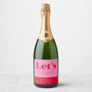 Étiquettes Pour Bouteilles De Vin Mousseux Chic Rose Rouge Fêtons Anniversaire