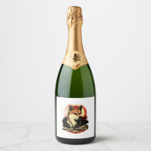 Étiquettes Pour Bouteilles De Vin Mousseux Chien Akita Inu