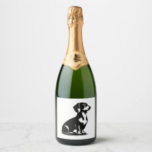 Étiquettes Pour Bouteilles De Vin Mousseux Chien de chasse classique Chien Dachshund Vintage 