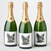 Étiquettes Pour Bouteilles De Vin Mousseux Chihuahua peinture Abstraite couleur mignonne chie (Bouteilles)