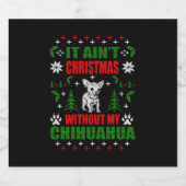 Étiquettes Pour Bouteilles De Vin Mousseux Chihuahua Ugly Christmas Sweater (Étiquettes simples)