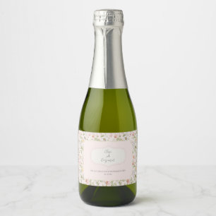 Étiquettes Pour Bouteilles De Vin Mousseux Chinoiserie rose Floral Mariage