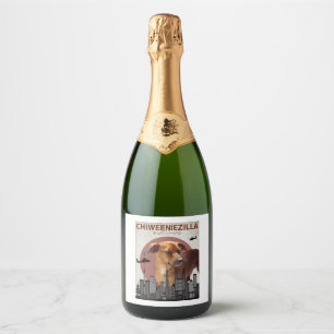 Étiquettes Pour Bouteilles De Vin Mousseux Chiweeniezilla Funny Chiweenie T-Shirt Amoureux de
