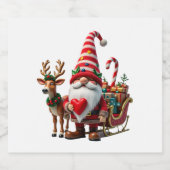 Étiquettes Pour Bouteilles De Vin Mousseux Christmas Light Gnome Santa Claus Riding Sleigh Hi (Étiquettes simples)