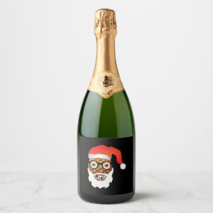 Étiquettes Pour Bouteilles De Vin Mousseux christmas santa claus funny Pineapple