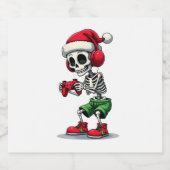 Étiquettes Pour Bouteilles De Vin Mousseux Christmas skeleton Gamer Pajamas xmas skull gaming (Étiquettes simples)