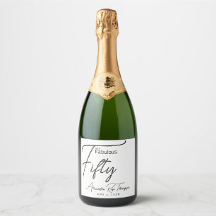 Étiquettes Pour Bouteilles De Vin Mousseux Cinquante ans et Fantastique Écriture Fête d'anniv