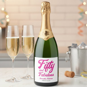 Étiquettes Pour Bouteilles De Vin Mousseux Cinquante Moderne et Fabuleux Fête d'anniversaire
