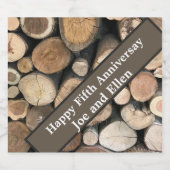 Étiquettes Pour Bouteilles De Vin Mousseux Cinquième anniversaire Mariage modifiable (Étiquettes simples)