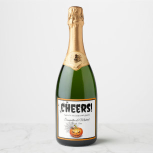 Étiquettes Pour Bouteilles De Vin Mousseux Citrouille d'Halloween effrayant Mariage