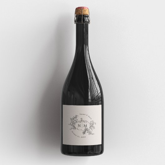 Étiquettes Pour Bouteilles De Vin Mousseux Citrouille Vines Monogramme Mariage