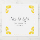 Étiquettes Pour Bouteilles De Vin Mousseux Citrus à main de citron dessiné blanc Mariage (Étiquettes simples)