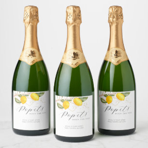 Étiquettes Pour Bouteilles De Vin Mousseux Citrus Été Aquarelle Baby Shower Pop It