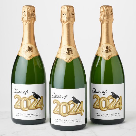 Étiquettes Pour Bouteilles De Vin Mousseux Classe de 2024 Graduation Party (Bouteilles)