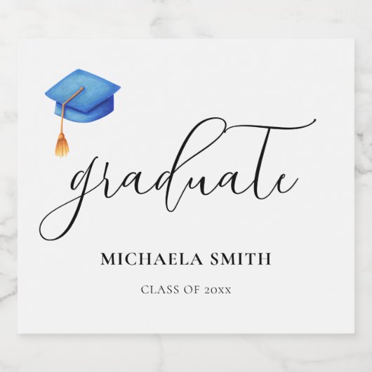 Étiquettes Pour Bouteilles De Vin Mousseux Classeur de diplôme bleu moderne Diplômé (Étiquettes simples)
