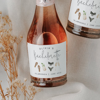 Étiquettes Pour Bouteilles De Vin Mousseux Coastal Summer Neutrals Bachelorette Party