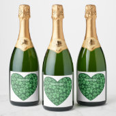 Étiquettes Pour Bouteilles De Vin Mousseux Coeur Shamrock vert Saint Patrick's Day (Bouteilles)