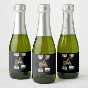 Étiquettes Pour Bouteilles De Vin Mousseux Collage photo lettre noir et blanc K