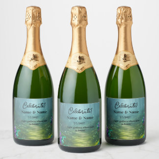 Étiquettes Pour Bouteilles De Vin Mousseux Collection de mariage Élégance bioluminescente