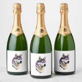 Étiquettes Pour Bouteilles De Vin Mousseux Conception de chiens Husky (Bouteilles)