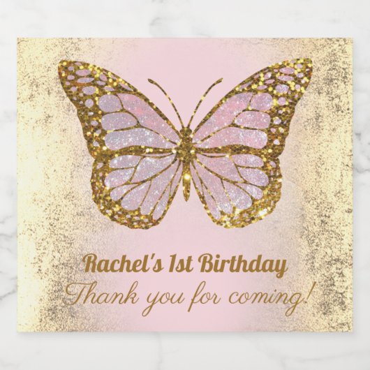 Étiquettes Pour Bouteilles De Vin Mousseux Conception papillon (Étiquettes simples)