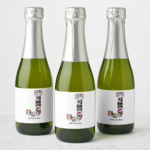 Étiquettes Pour Bouteilles De Vin Mousseux Concevez votre propre lettre J Photo Collage