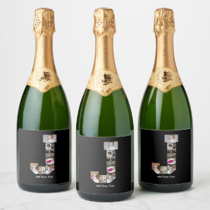 Étiquettes Pour Bouteilles De Vin Mousseux Concevez votre propre lettre J Photo Collage
