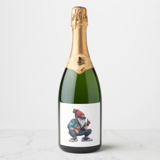 Étiquettes Pour Bouteilles De Vin Mousseux Cool moderne Gnome (Devant)