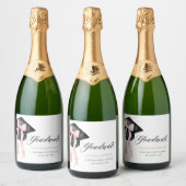 Étiquettes Pour Bouteilles De Vin Mousseux Coquette de chou rose moderne Diplômé (Bouteilles)