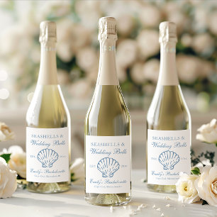 Étiquettes Pour Bouteilles De Vin Mousseux Coquillages et Cloches de Mariage Enterrement de V