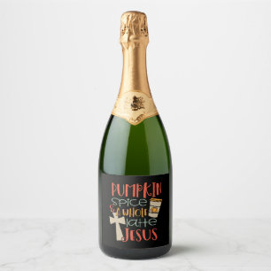Étiquettes Pour Bouteilles De Vin Mousseux Costume d'Halloween citrouille Latte Jesus