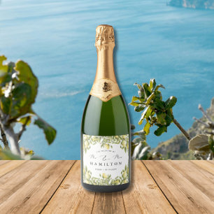 Étiquettes Pour Bouteilles De Vin Mousseux Côte amalfitaine jaune Mariage méditerranéen
